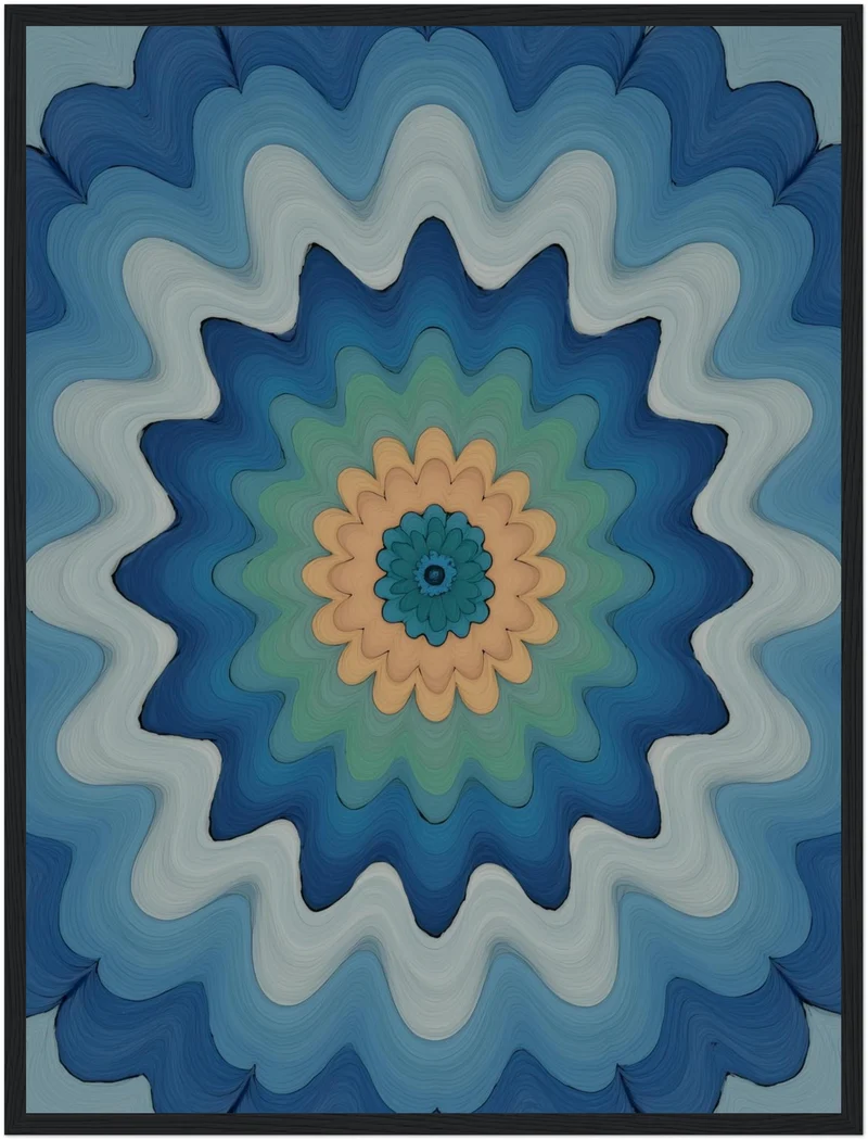 Wellenförmige Mandala Blüte Poster