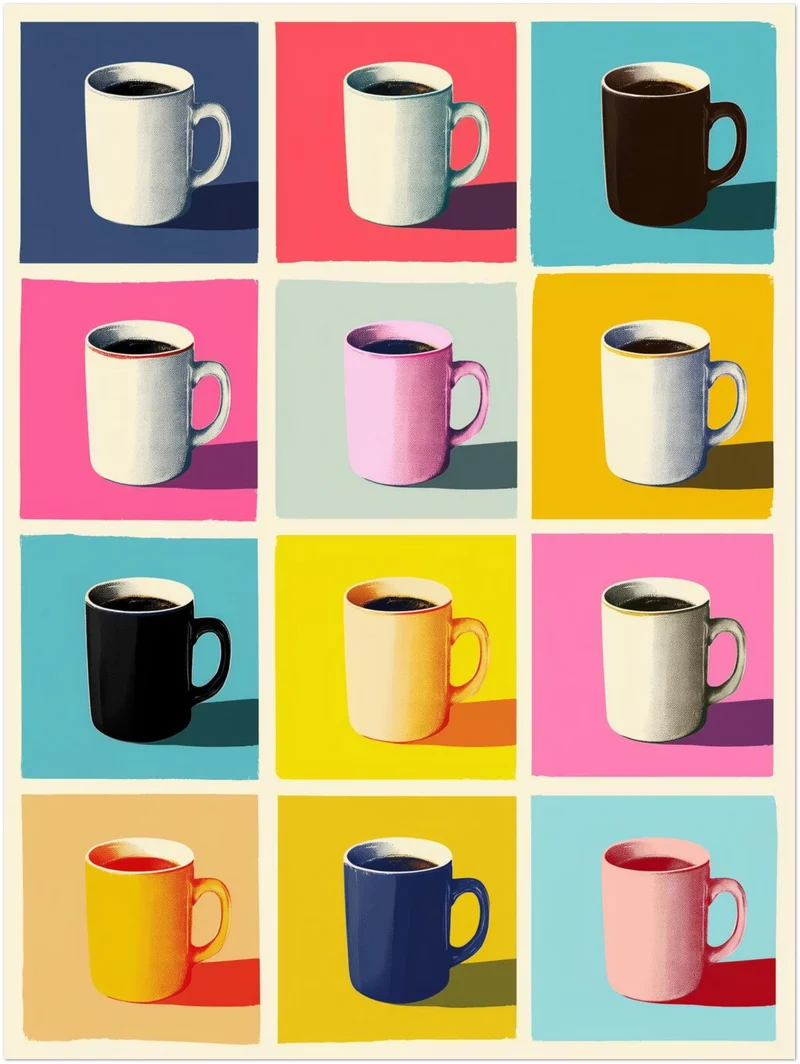 Bunte Kaffeetassen Raster Leinwandbild