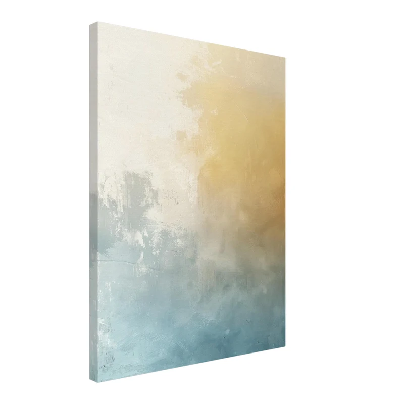Sanfte Farbverläufe in Beige und Blau Leinwandbild