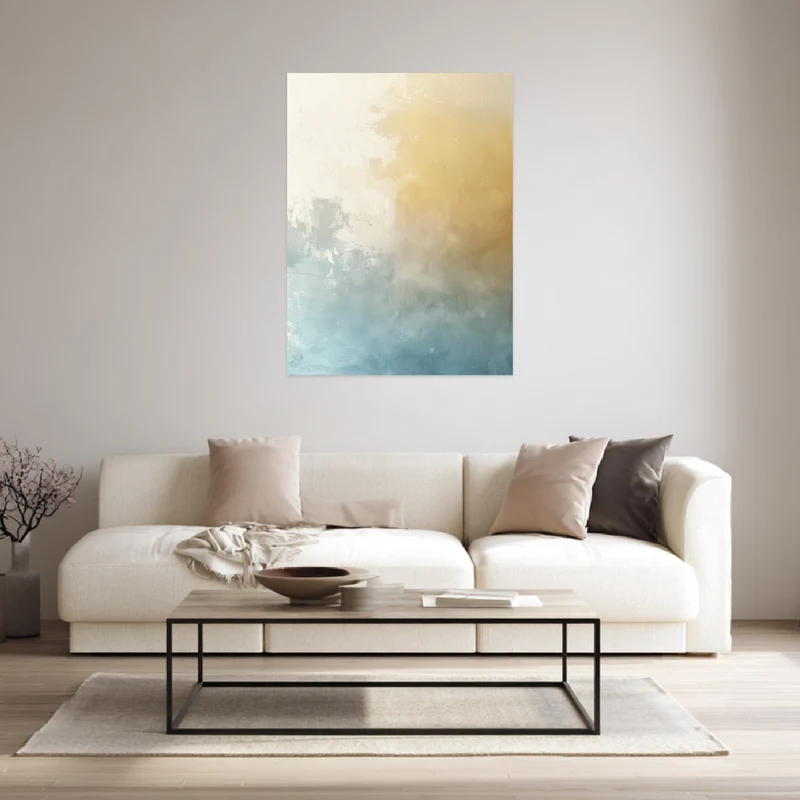 Sanfte Farbverläufe in Beige und Blau Poster