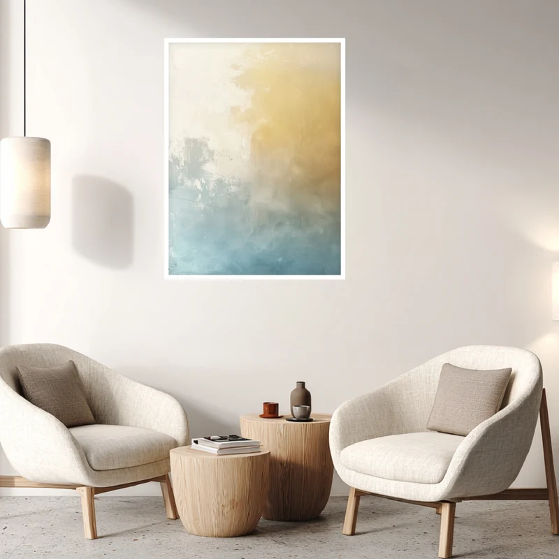 Sanfte Farbverläufe in Beige und Blau Poster
