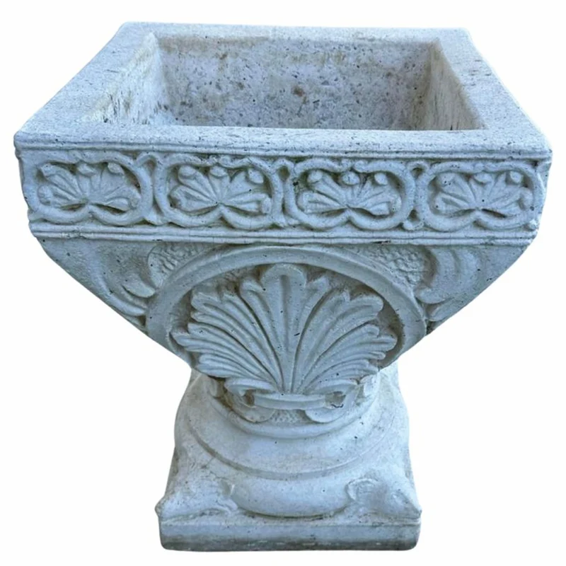 Casa Padrino Barock Garten Deko Blumentopf Antik Weiß H. 50 cm - Barockstil Garten Deko