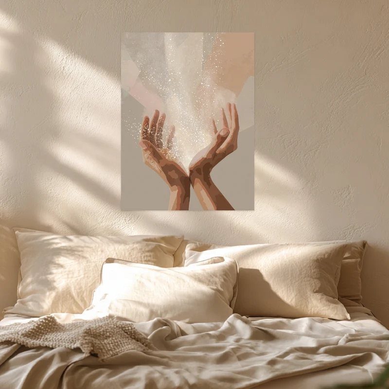Hände mit Lichtenergie Poster