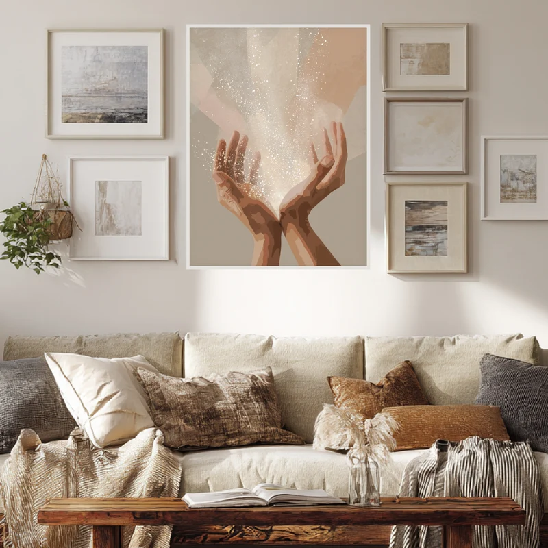 Hände mit Lichtenergie Poster