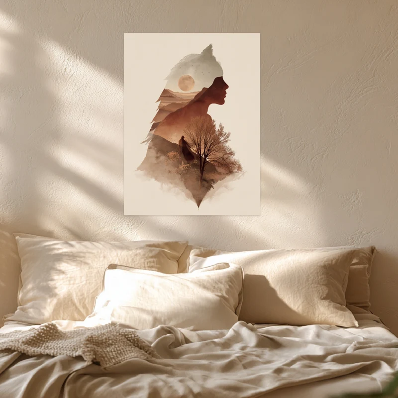 Weibliches Profil Landschaft Leinwandbild