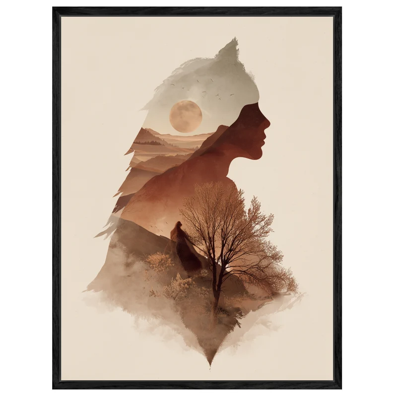 Weibliches Profil Landschaft Leinwandbild