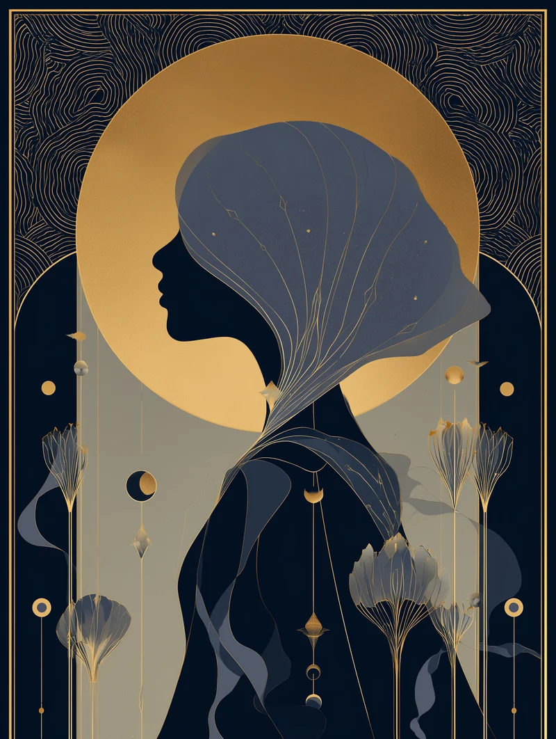 Mädchen Profil Gold Poster