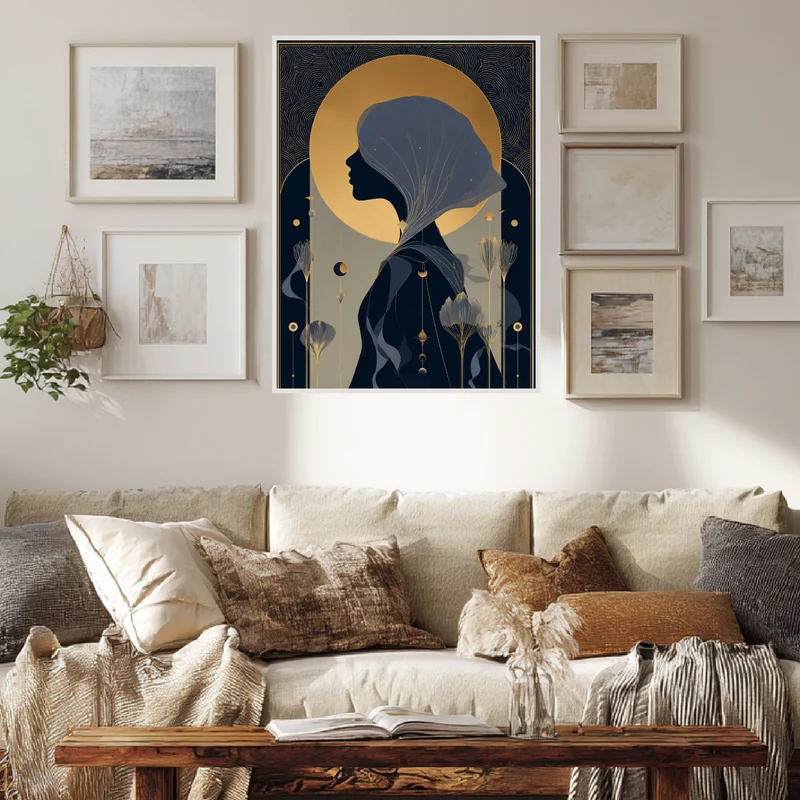 Mädchen Profil Gold Poster