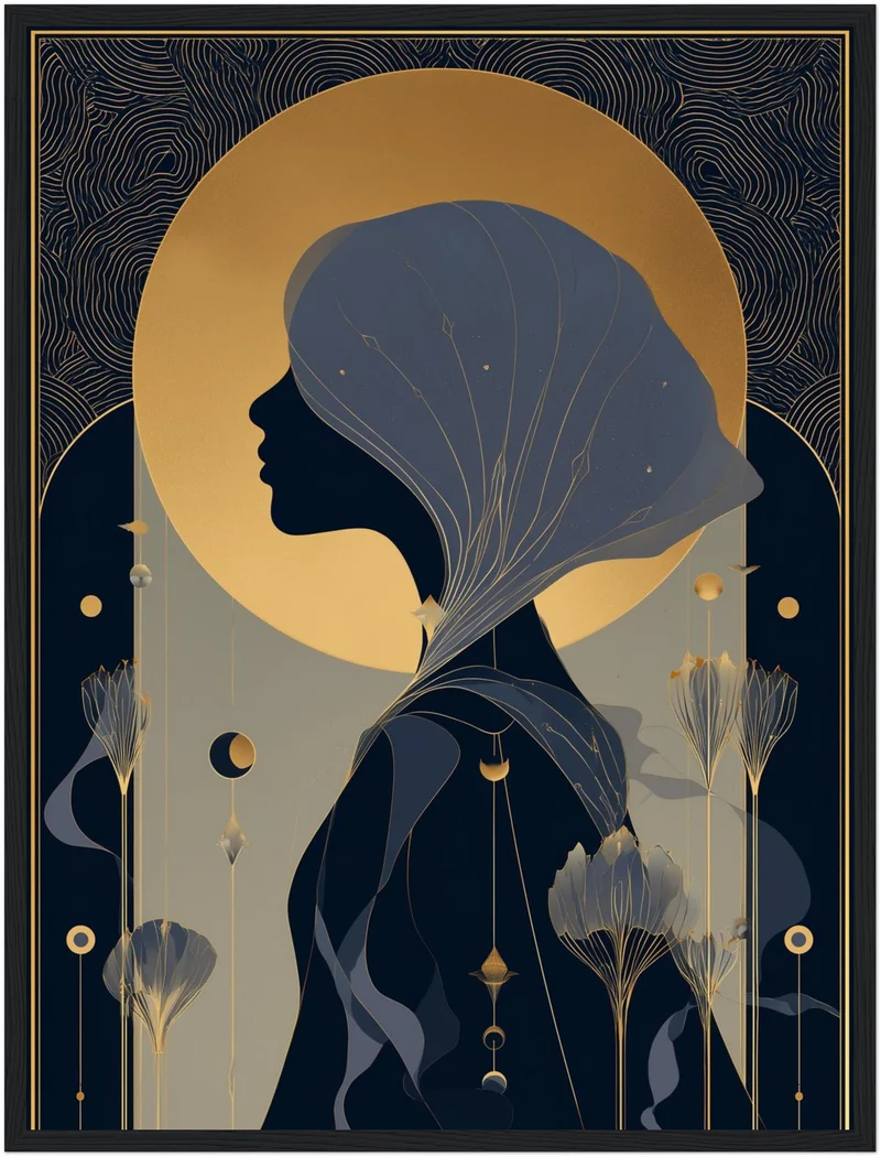 Mädchen Profil Gold Poster