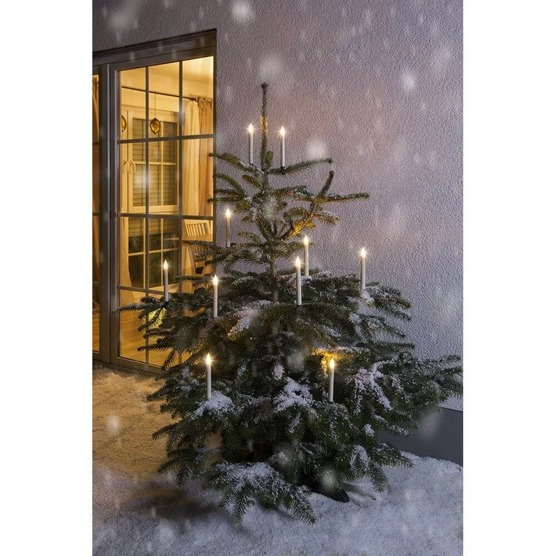LED Baumbeleuchtung 10 Kerzen Fernbedienung Warmweiße batteriebetrieben IP44