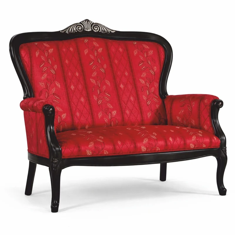 Casa Padrino Luxus Barock Sofa Rot / Schwarz / Silber 130 cm - Made in Italy