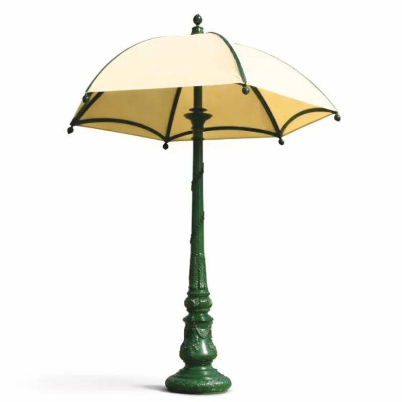 Casa Padrino Barock Garten Deko Sonnenschirm Grün / Beige Ø 350 x H. 418,5 cm