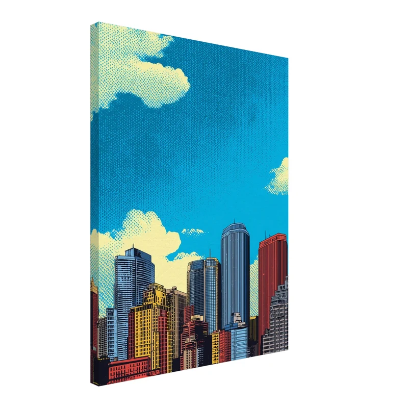 Bunte Stadt Skyline Leinwandbild