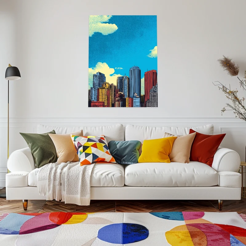 Bunte Stadt Skyline Poster