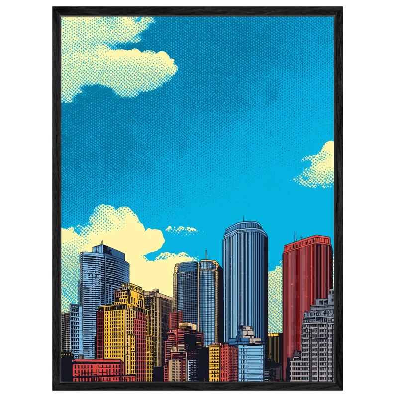 Bunte Stadt Skyline Leinwandbild