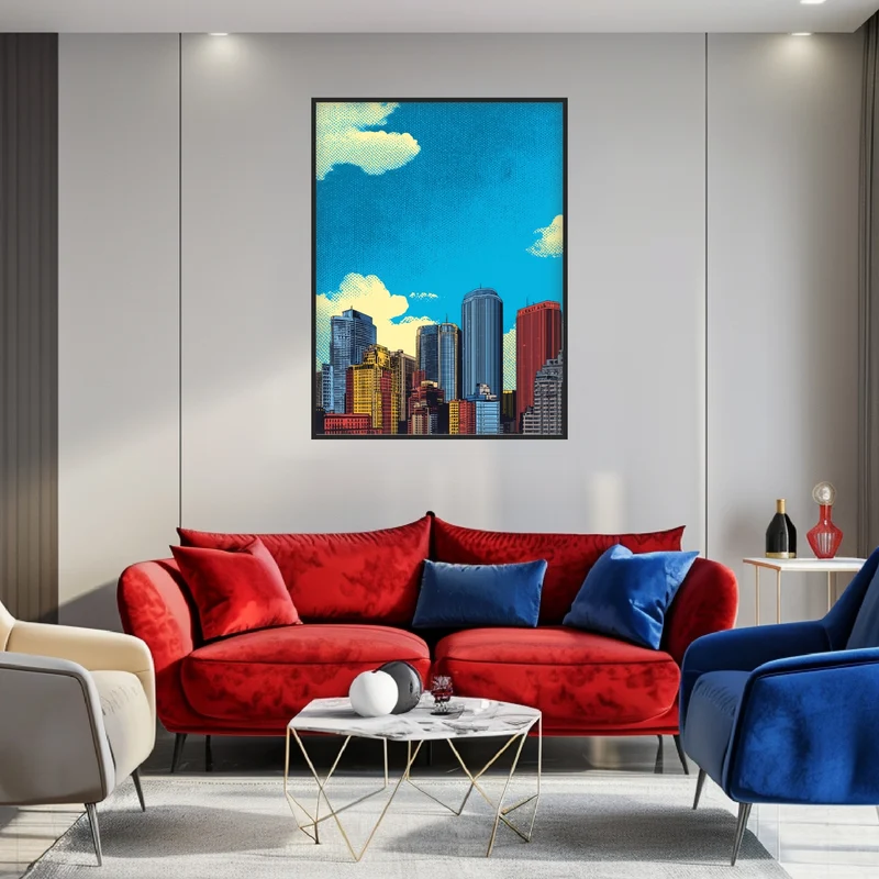 Bunte Stadt Skyline Poster
