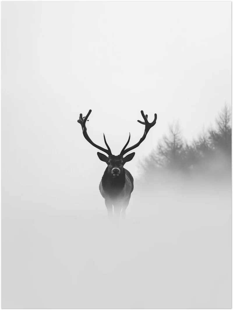 Hirsch im Nebel Leinwandbild