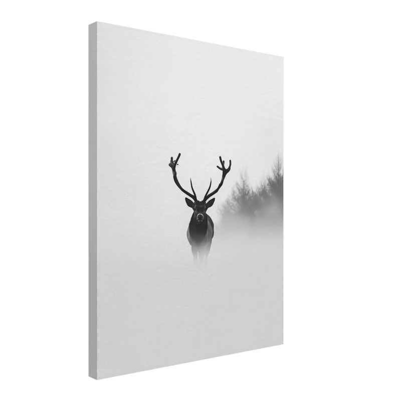 Hirsch im Nebel Leinwandbild