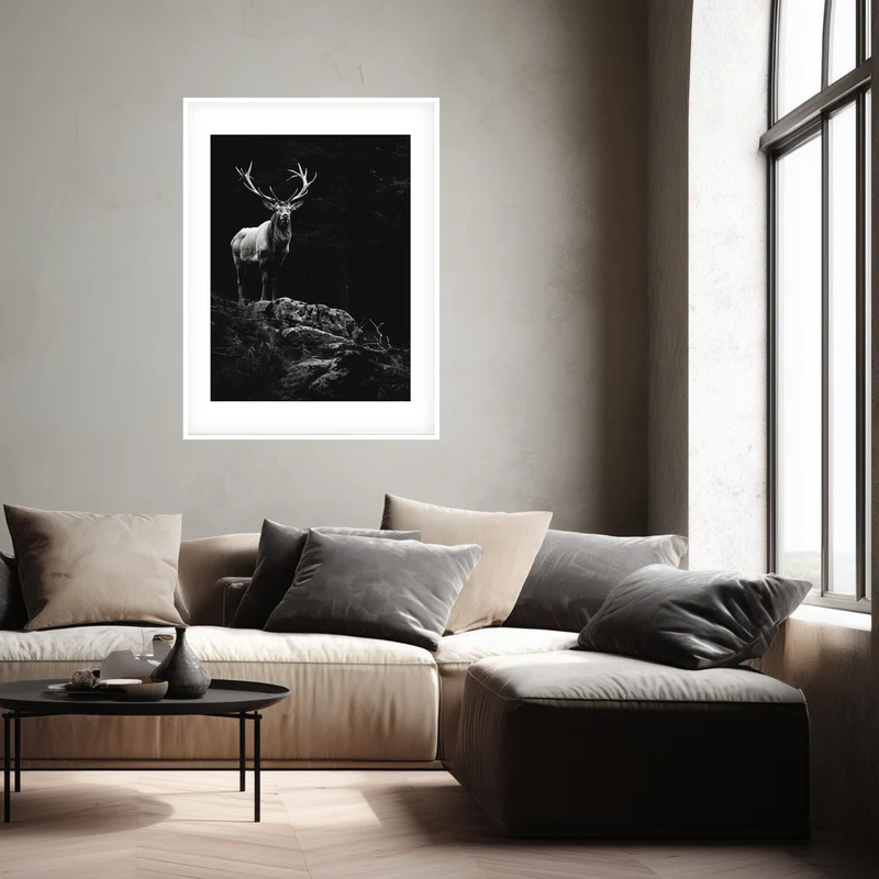 Hirsch auf Felsen Poster