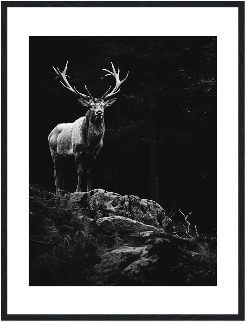 Hirsch auf Felsen Poster