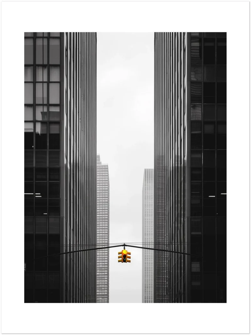 Ampel zwischen Hochhäusern New York Leinwandbild