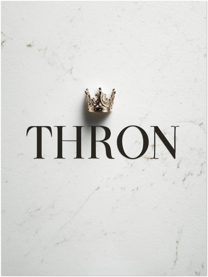 Schriftzug Thron mit Krone Leinwandbild