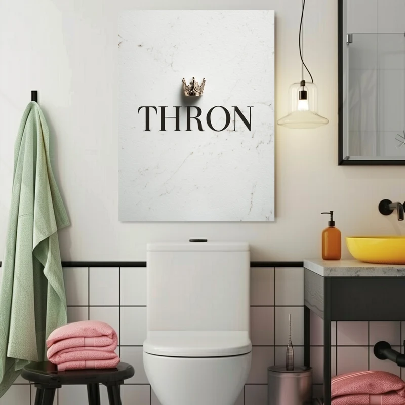 Schriftzug Thron mit Krone Leinwandbild
