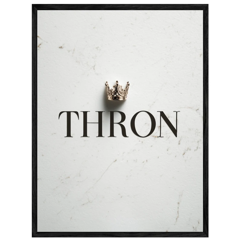 Schriftzug Thron mit Krone Leinwandbild