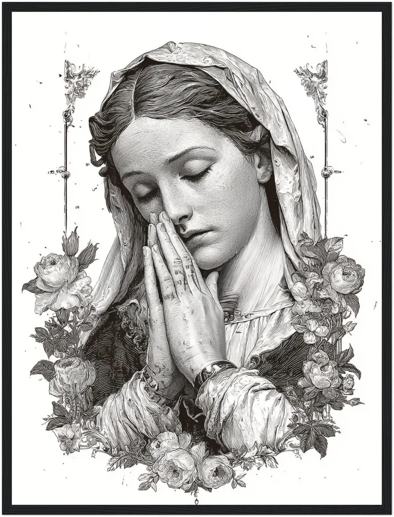 Betende Frau Blumenrahmen Poster