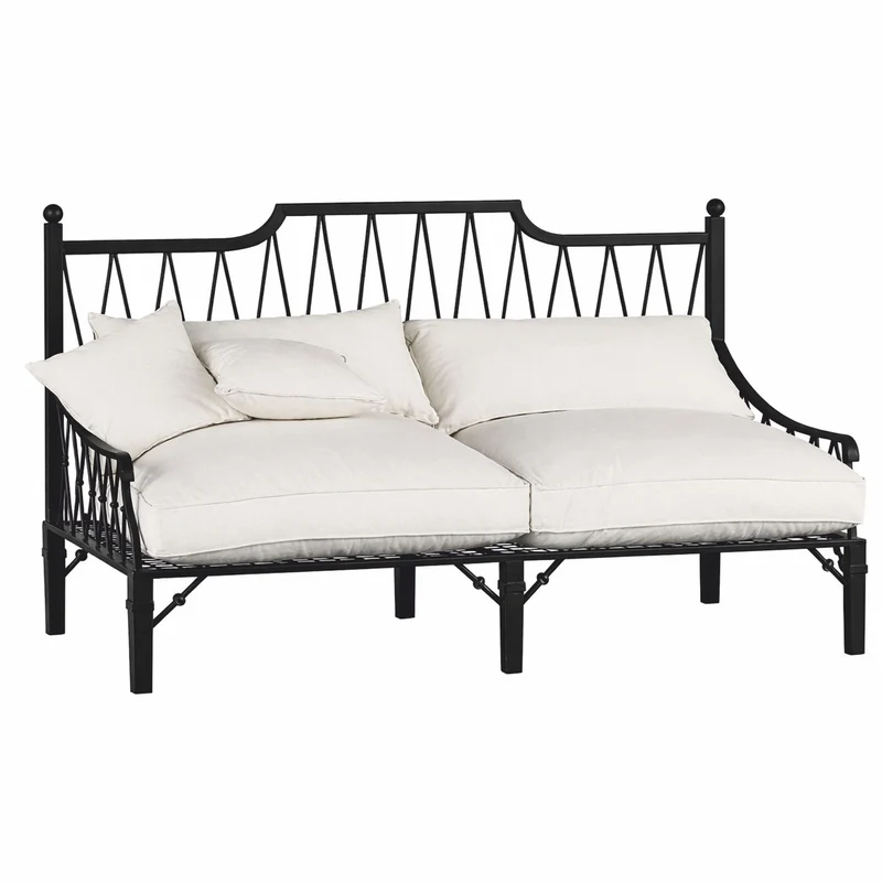 Casa Padrino Luxus Jugendstil Sofa Schwarz / Creme 190 cm - Garten & Hotel Möbel