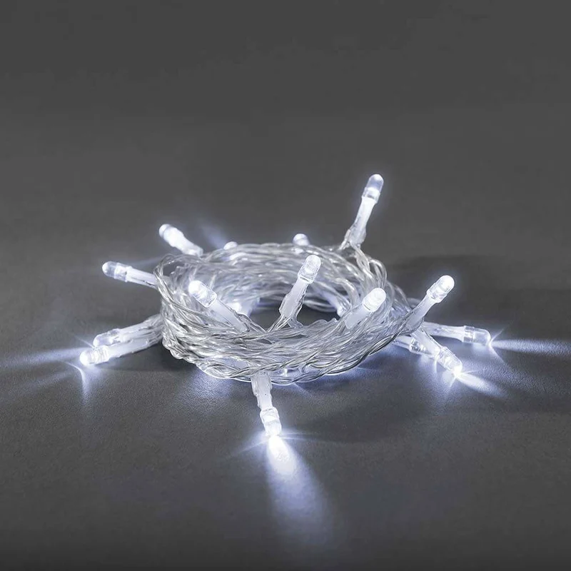 LED Lichterkette Timer 50 Kaltweiße Dioden batteriebetrieben