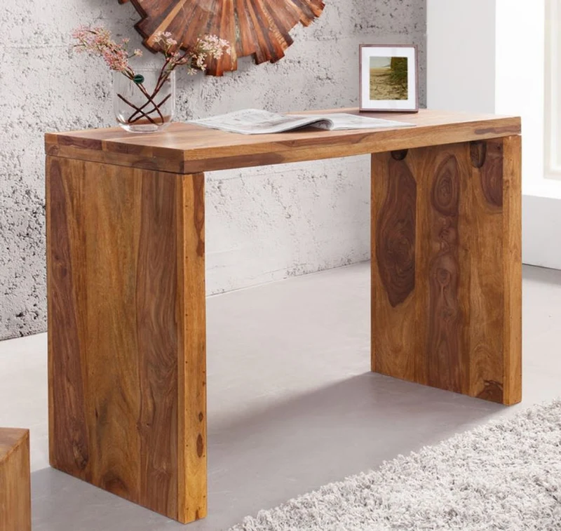 Casa Padrino Schreibtisch aus Sheeshamholz Naturfarben 100 x 40 x 75 cm - Massivholz Büromöbel
