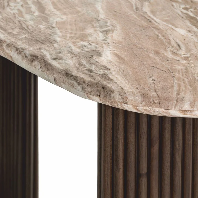 Casa Padrino Luxus Schreibtisch mit Marmorplatte Beige / Dunkelbraun 150 cm - Büro Möbel