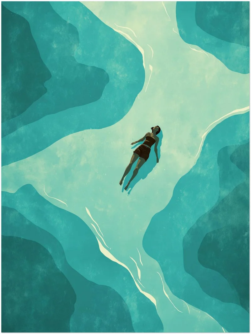 Schwimmende Person Wasser Leinwandbild