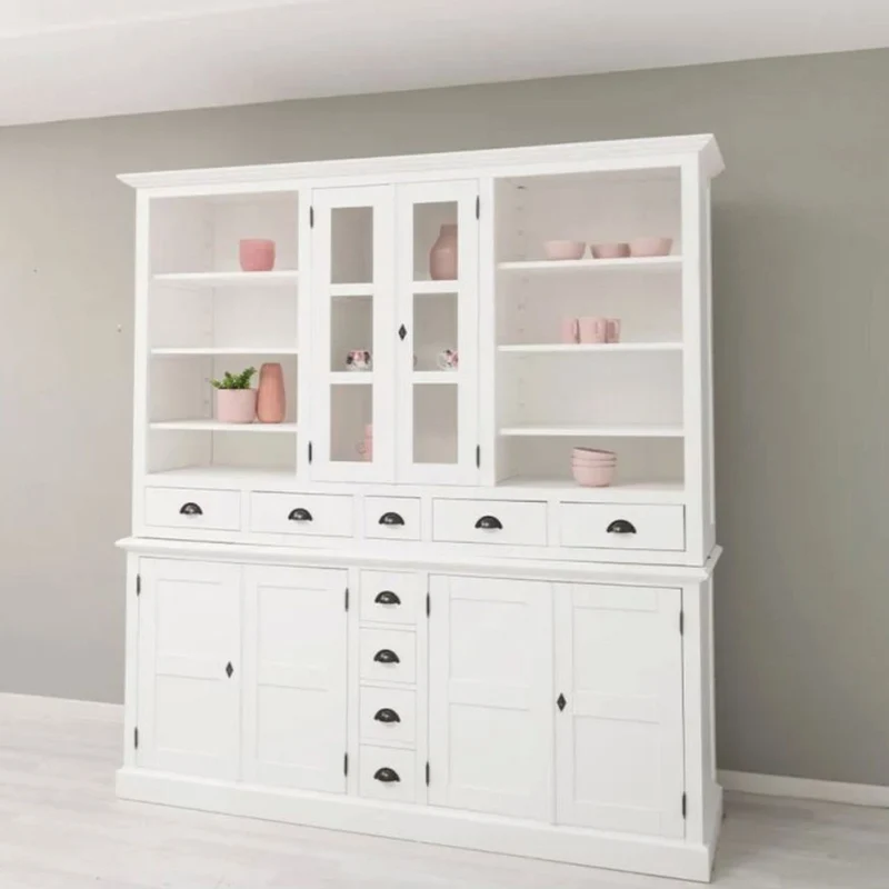 Casa Padrino Landhausstil Esszimmer Schrank Weiß 210 x H. 220 cm - Esszimmer Möbel