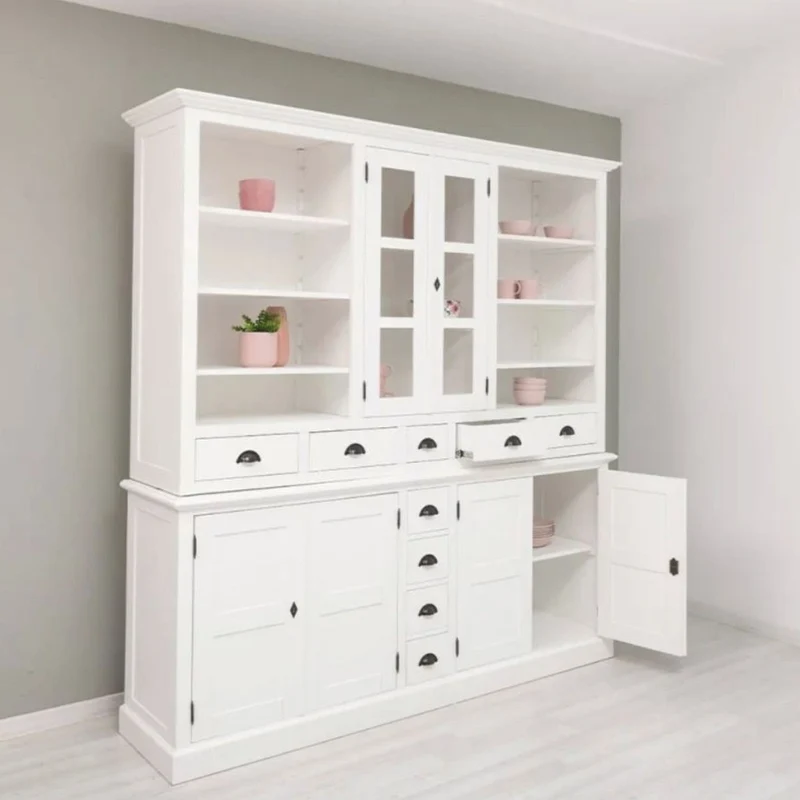 Casa Padrino Landhausstil Esszimmer Schrank Weiß 210 x H. 220 cm - Esszimmer Möbel
