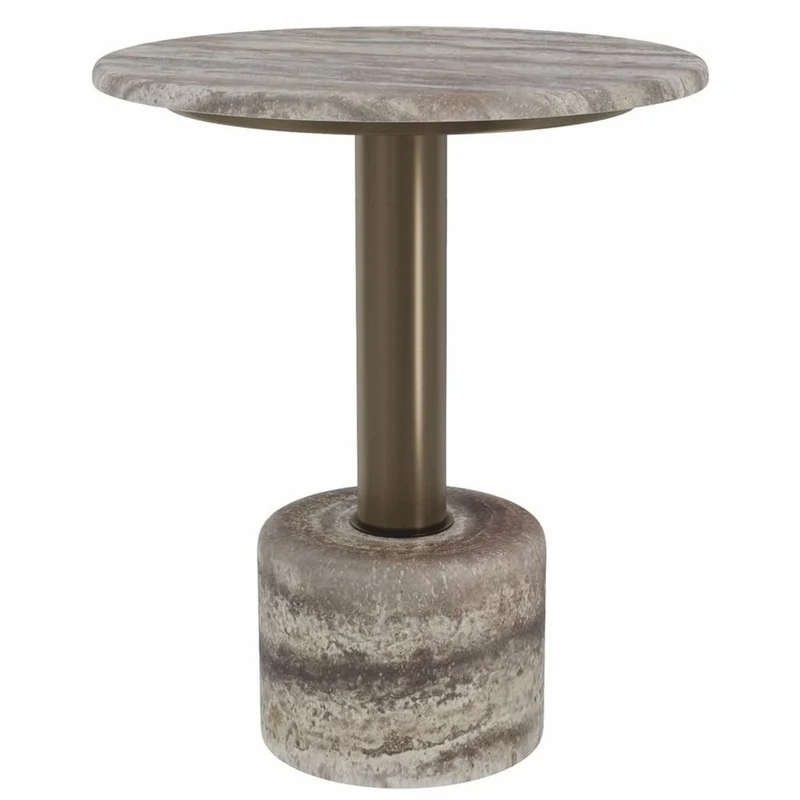 Casa Padrino Luxus Travertin Beistelltisch Grau Ø 50 x H. 60 cm - Travertin Möbel