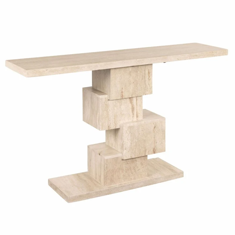 Casa Padrino Luxus Travertin Konsole Beige 140 cm - Luxus Naturstein Möbel
