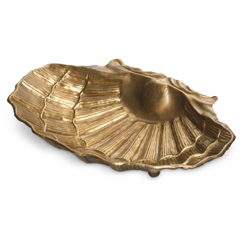 Casa Padrino Luxus Deko Schale in Muschelform Vintage Messing 52,5 cm - Deko Accessoires