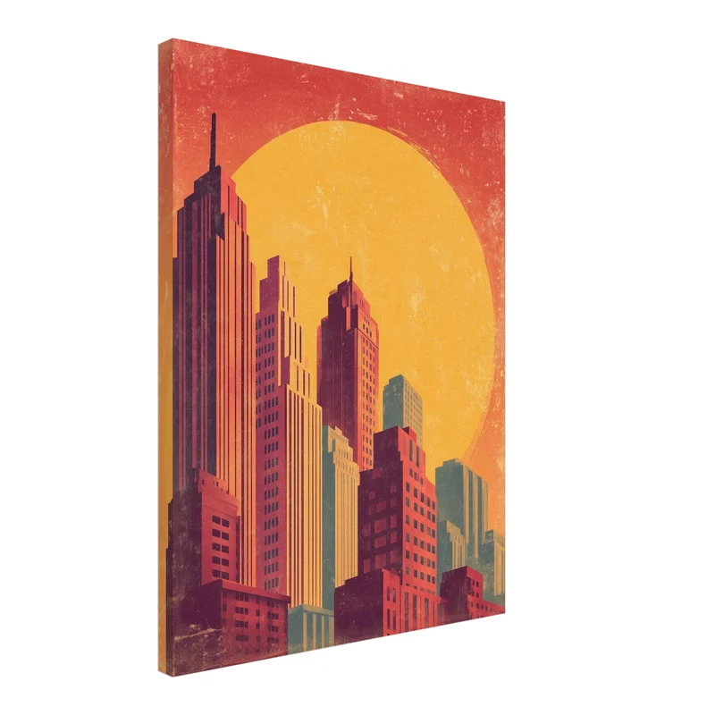 Stadt Skyline Sonne Leinwandbild