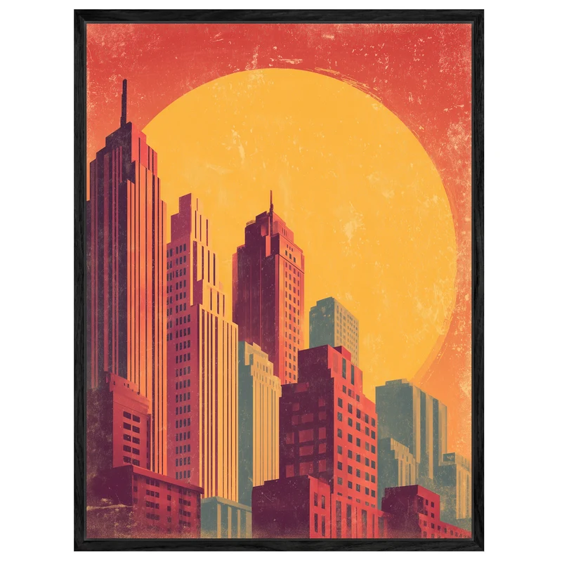 Stadt Skyline Sonne Leinwandbild