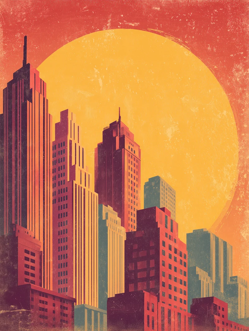 Stadt Skyline Sonne Poster