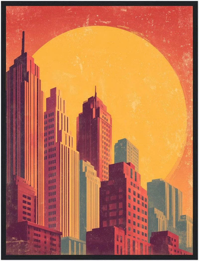 Stadt Skyline Sonne Poster