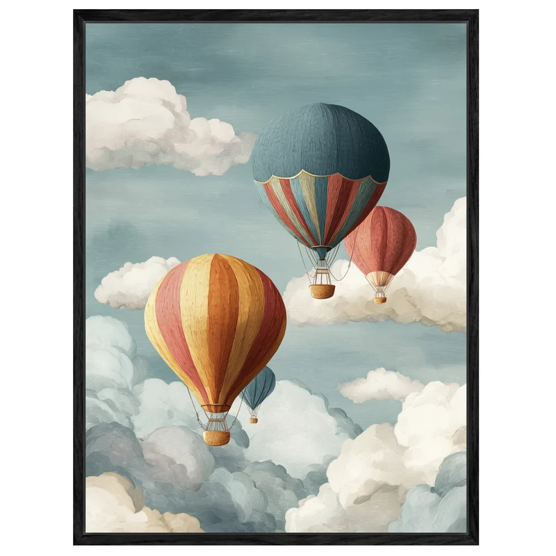 Heißluftballons in Wolken Leinwandbild