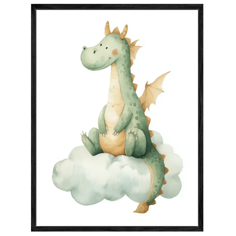 Freundlicher Drache auf Wolke Leinwandbild