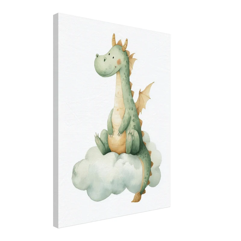 Freundlicher Drache auf Wolke Leinwandbild