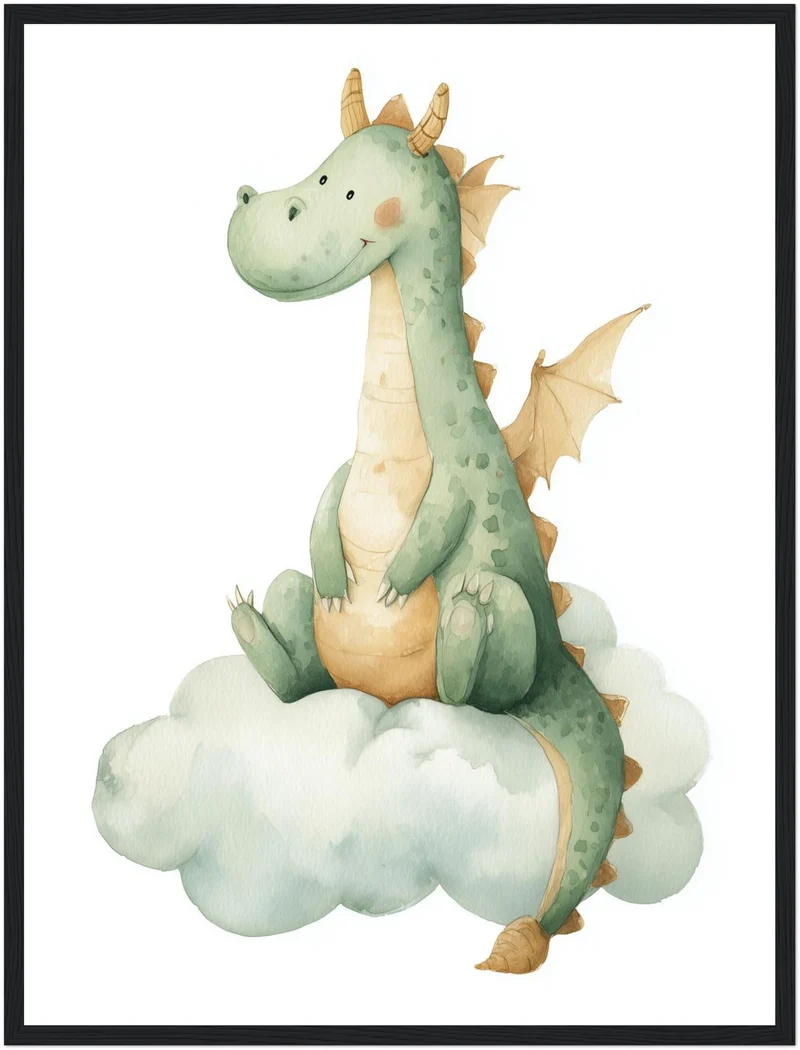 Freundlicher Drache auf Wolke Poster