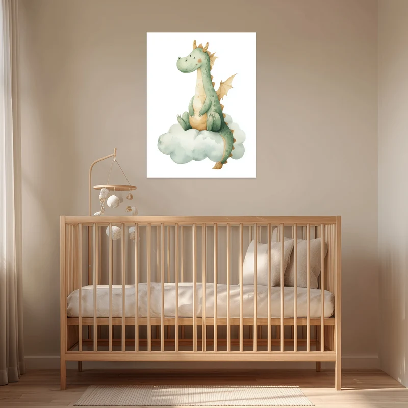 Freundlicher Drache auf Wolke Poster