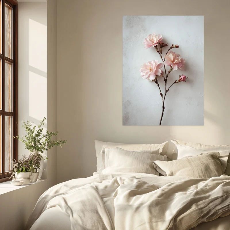 Rosa Blütenzweig Leinwandbild