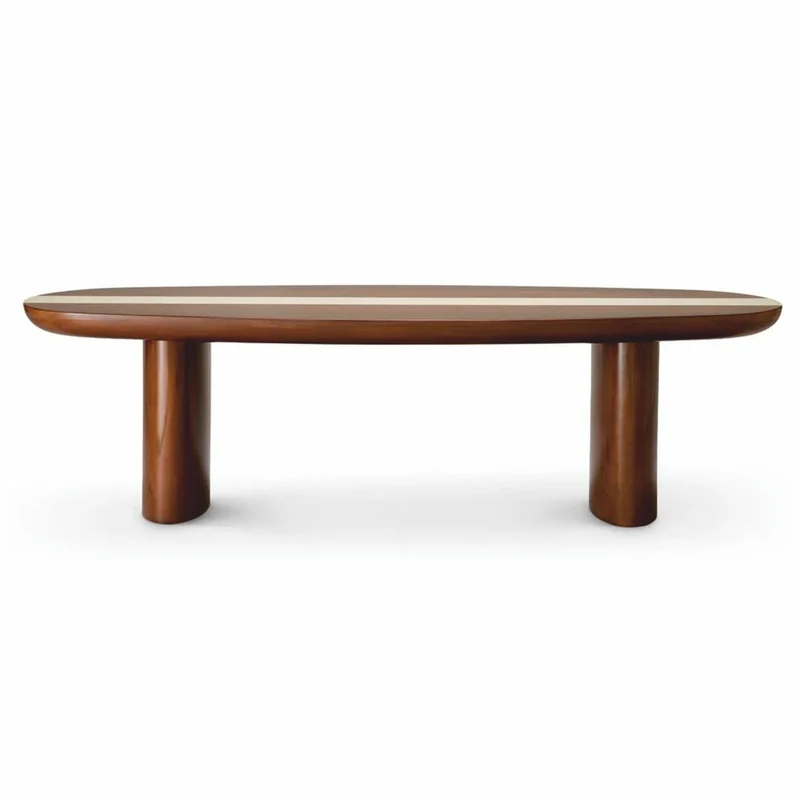 Casa Padrino Luxus Mahagoni Couchtisch Hochglanz Braun / Beige 140 cm - Wohnzimmer Möbel